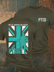 Men's PTSD Awareness Veteran Printed T-shirt vetvanguards