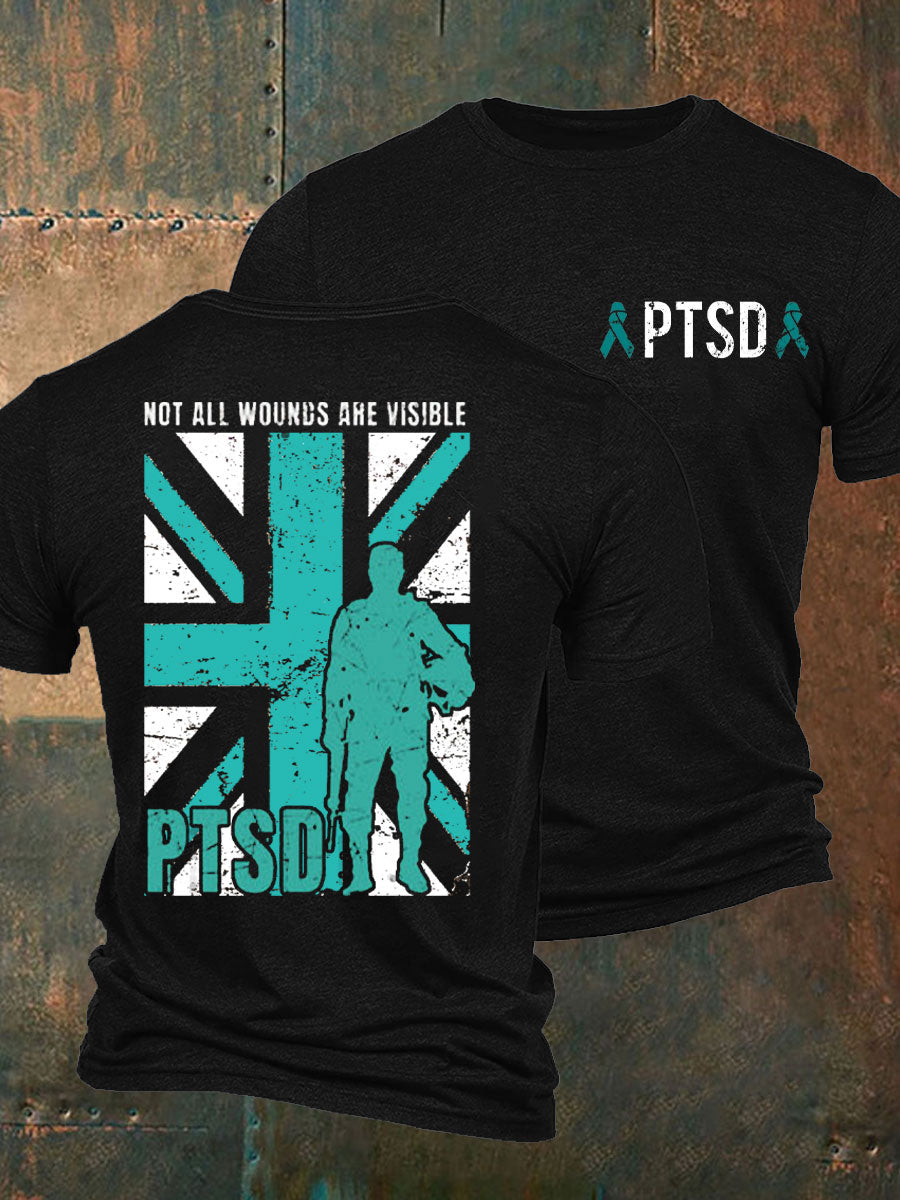 Men's PTSD Awareness Veteran Printed T-shirt vetvanguards