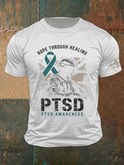 Men's PTSD Awareness Veteran Printed T-shirt vetvanguards