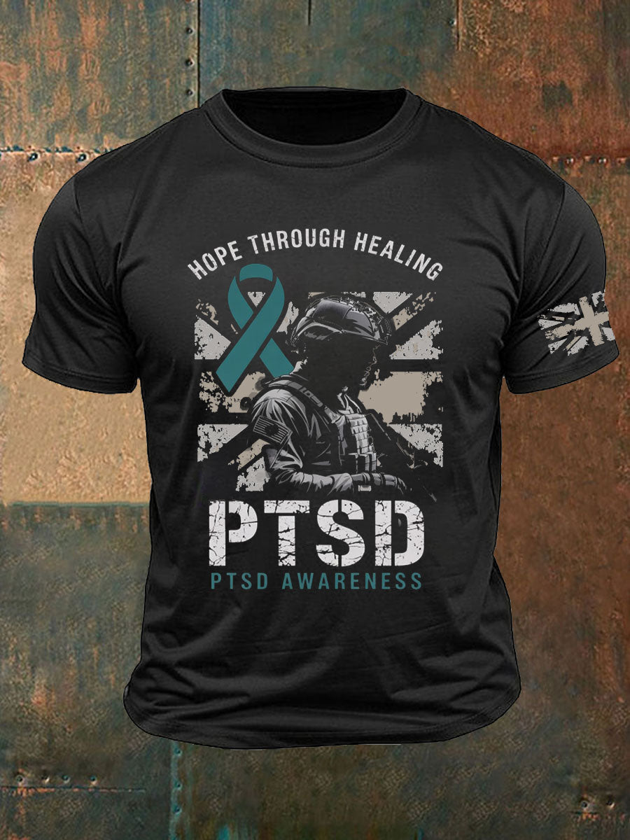 Men's PTSD Awareness Veteran Printed T-shirt vetvanguards