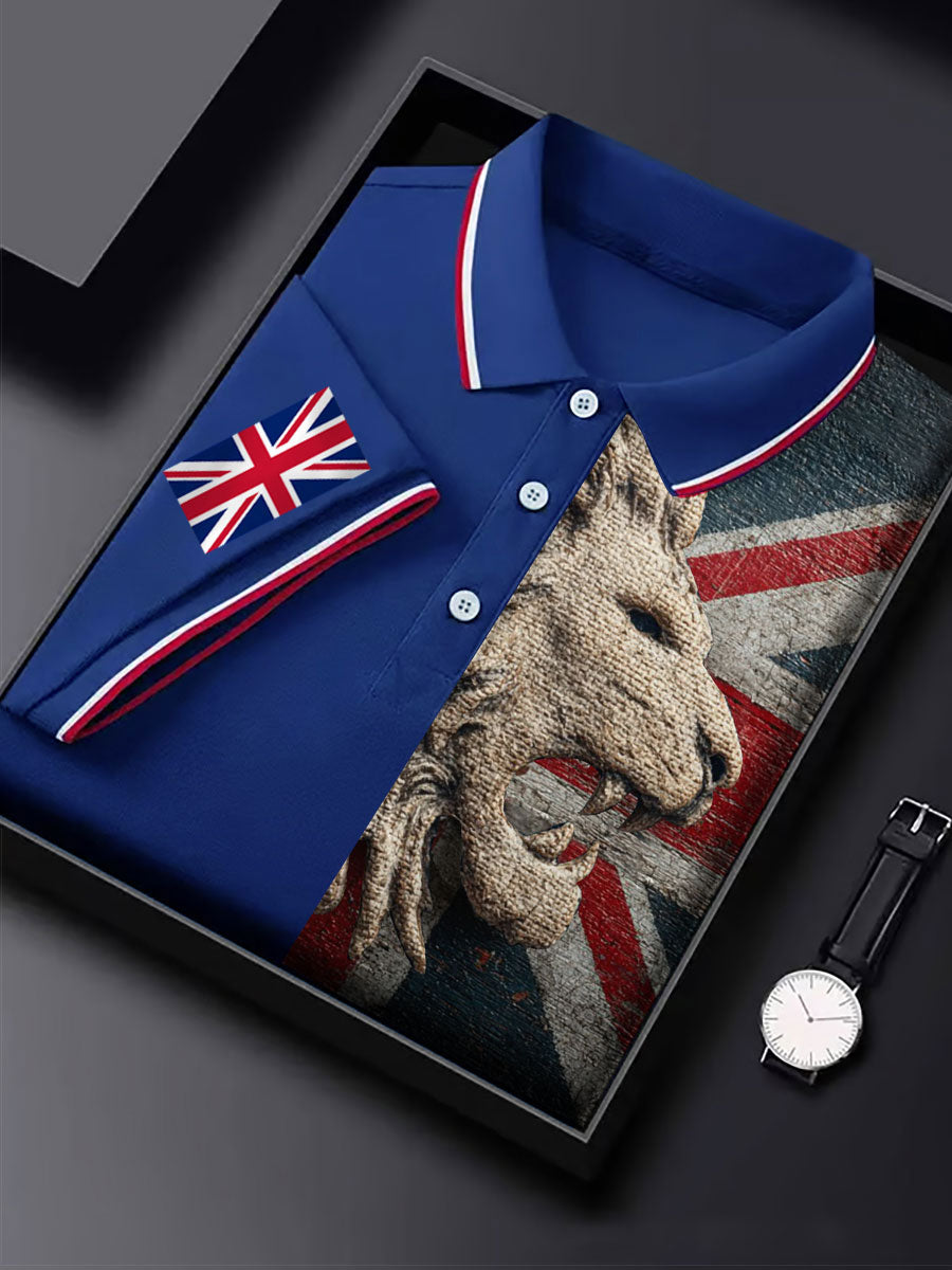 Men's Vintage England Flag Lion Casual Shirt vetvanguards