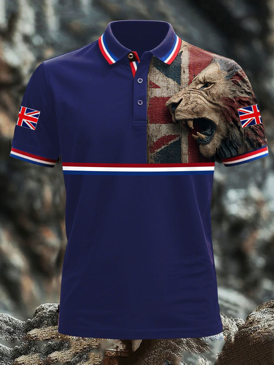 Men's Vintage England Flag Lion Casual Shirt vetvanguards