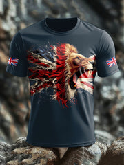 Men's UK Lion Flag Printed T-shirt vetvanguards