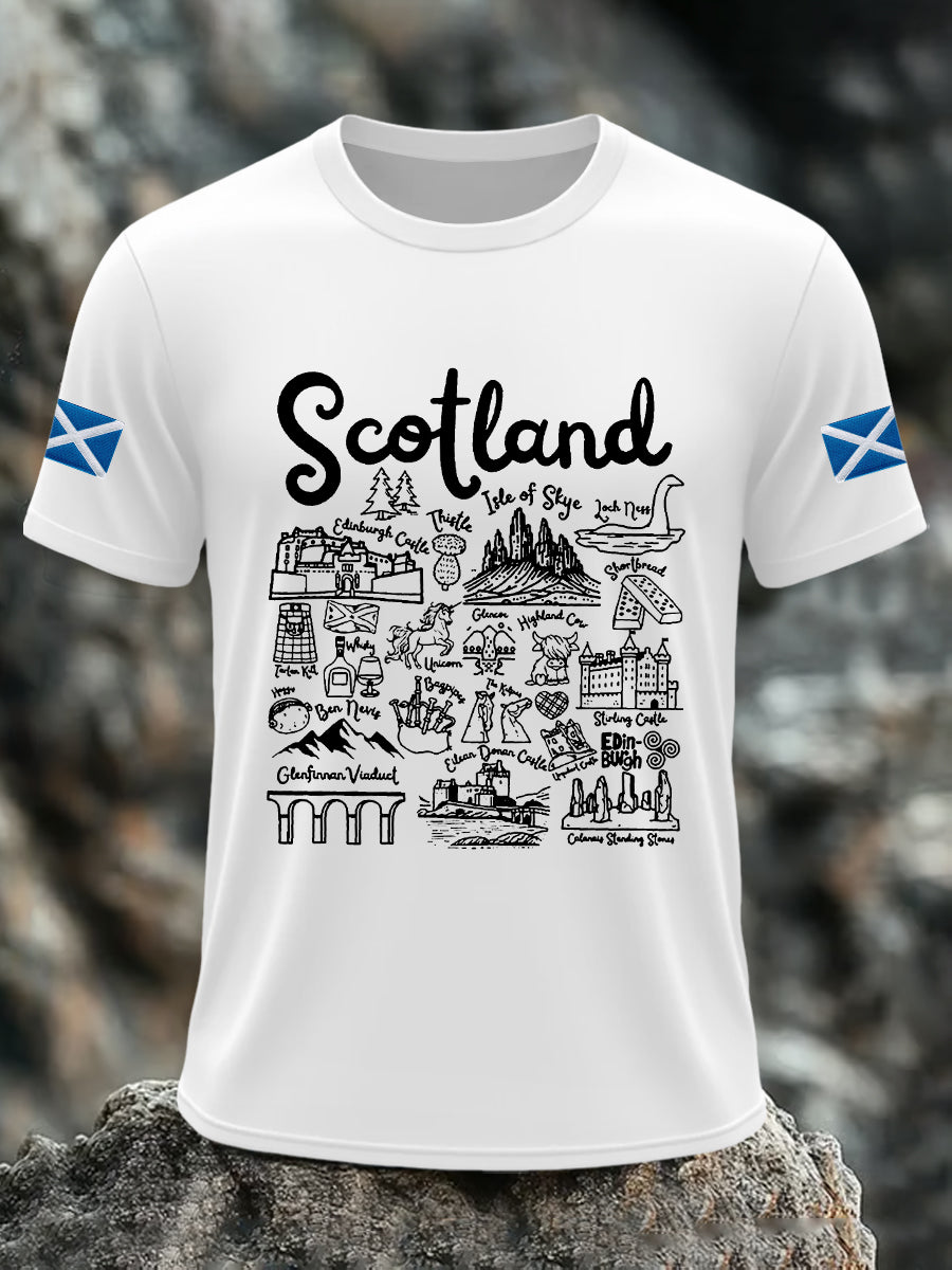 Men's Scotland Flag Printed Short SleeveT-shirt vetvanguards
