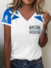 Women's Scottish Flag I Am Not Perfect But I Am Scottish That's About The Same Thing Short Sleeve T-Shirt vetvanguards