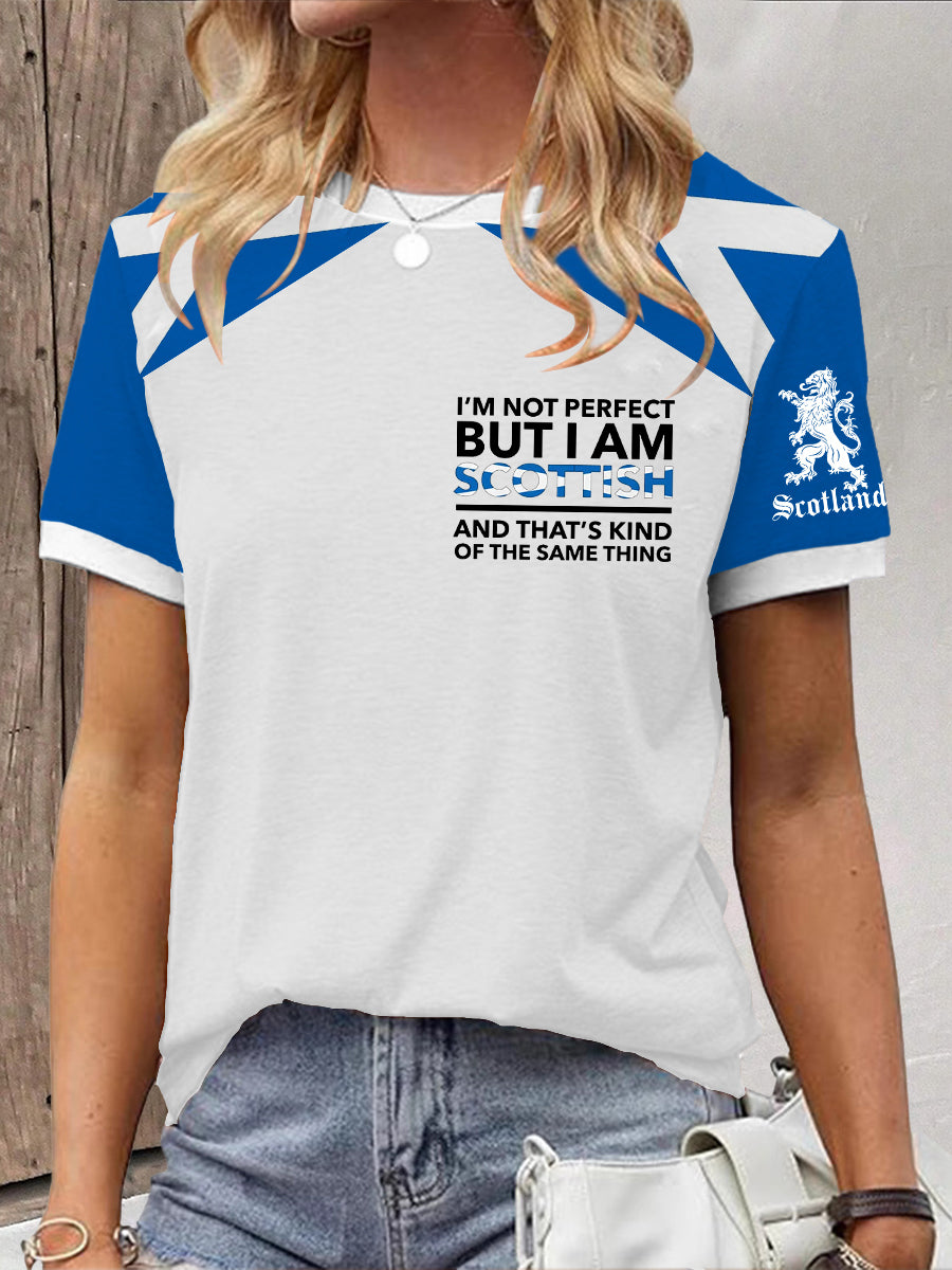 Women's Scottish Flag I Am Not Perfect But I Am Scottish That's About The Same Thing Short Sleeve T-Shirt vetvanguards