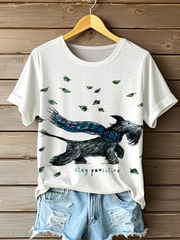 Women's Scottish Terrier Printed O-neck Short Sleeve T-shirt vetvanguards