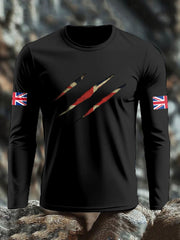 Men's UK Flag Printed Long Sleeve T-shirt vetvanguards