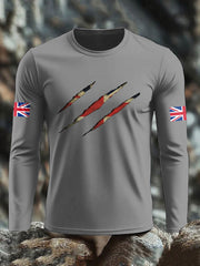 Men's UK Flag Printed Long Sleeve T-shirt vetvanguards