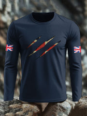 Men's UK Flag Printed Long Sleeve T-shirt vetvanguards