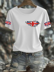 Women's UK Flag Print Casual Short Sleeve Tee vetvanguards