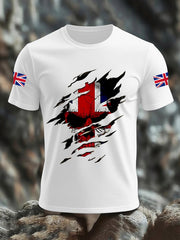 Men's UK Flag Skull Print Casual Tee vetvanguards