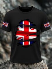 Men's UK Flag Print Casual Short Sleeve Tee vetvanguards
