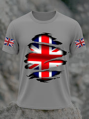 Men's UK Flag Print Casual Short Sleeve Tee vetvanguards