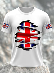 Men's UK Flag Print Casual Short Sleeve Tee vetvanguards