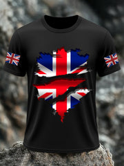 Men's UK Flag Print Casual Short Sleeve Tee vetvanguards