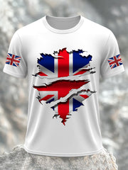Men's UK Flag Print Casual Short Sleeve Tee vetvanguards