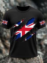 Men's UK Flag Print Casual Short Sleeve Tee vetvanguards