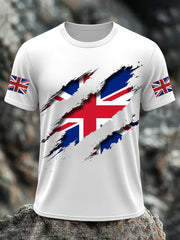 Men's UK Flag Print Casual Short Sleeve Tee vetvanguards