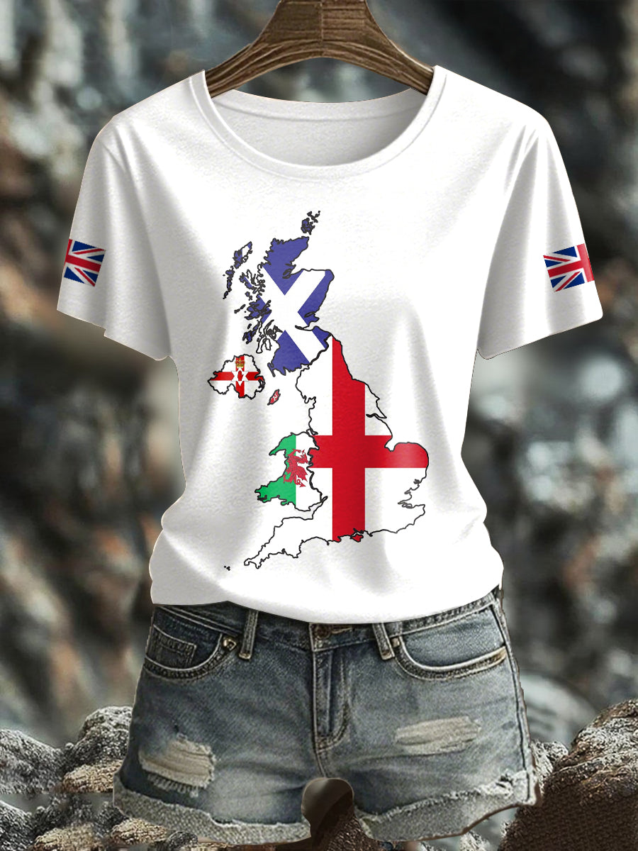 Women's UK Flag Printed T-shirt vetvanguards