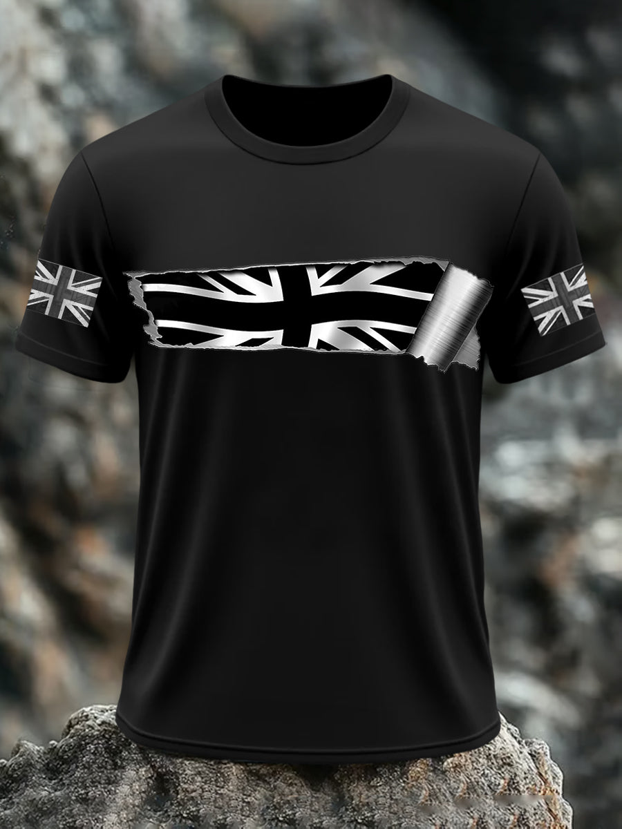 Men's UK Flag Print Casual Short Sleeve Tee vetvanguards