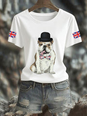Women's Vintage England Flag Casual Printed T-Shirt vetvanguards