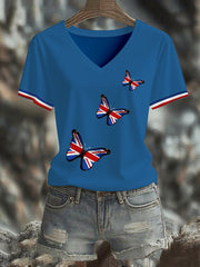 Women's Union Jack Butterfly Short-sleeved T-shirt vetvanguards