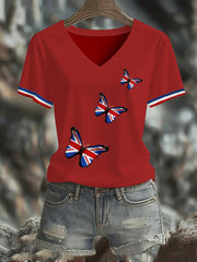 Women's Union Jack Butterfly Short-sleeved T-shirt vetvanguards