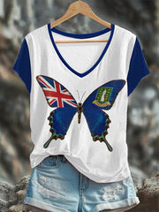 Women's Union Jack Butterfly Short-sleeved T-shirt vetvanguards