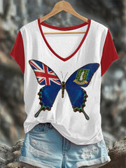 Women's Union Jack Butterfly Short-sleeved T-shirt vetvanguards