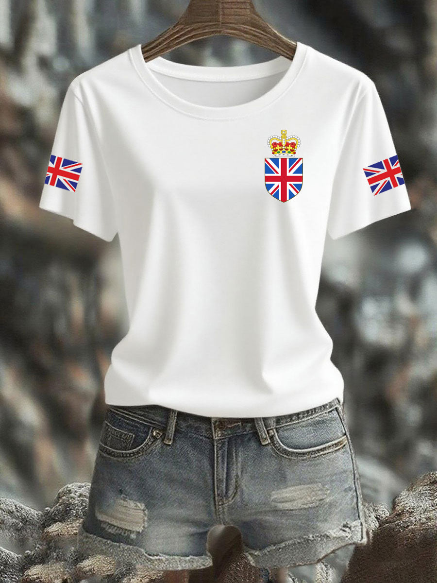 Women's Vintage England Flag Casual Printed T-Shirt vetvanguards
