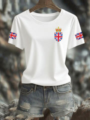 Women's Vintage England Flag Casual Printed T-Shirt vetvanguards