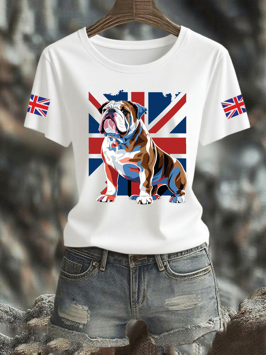Women's Vintage England Flag Casual Printed T-Shirt vetvanguards