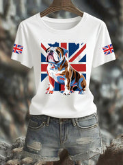 Women's Vintage England Flag Casual Printed T-Shirt vetvanguards