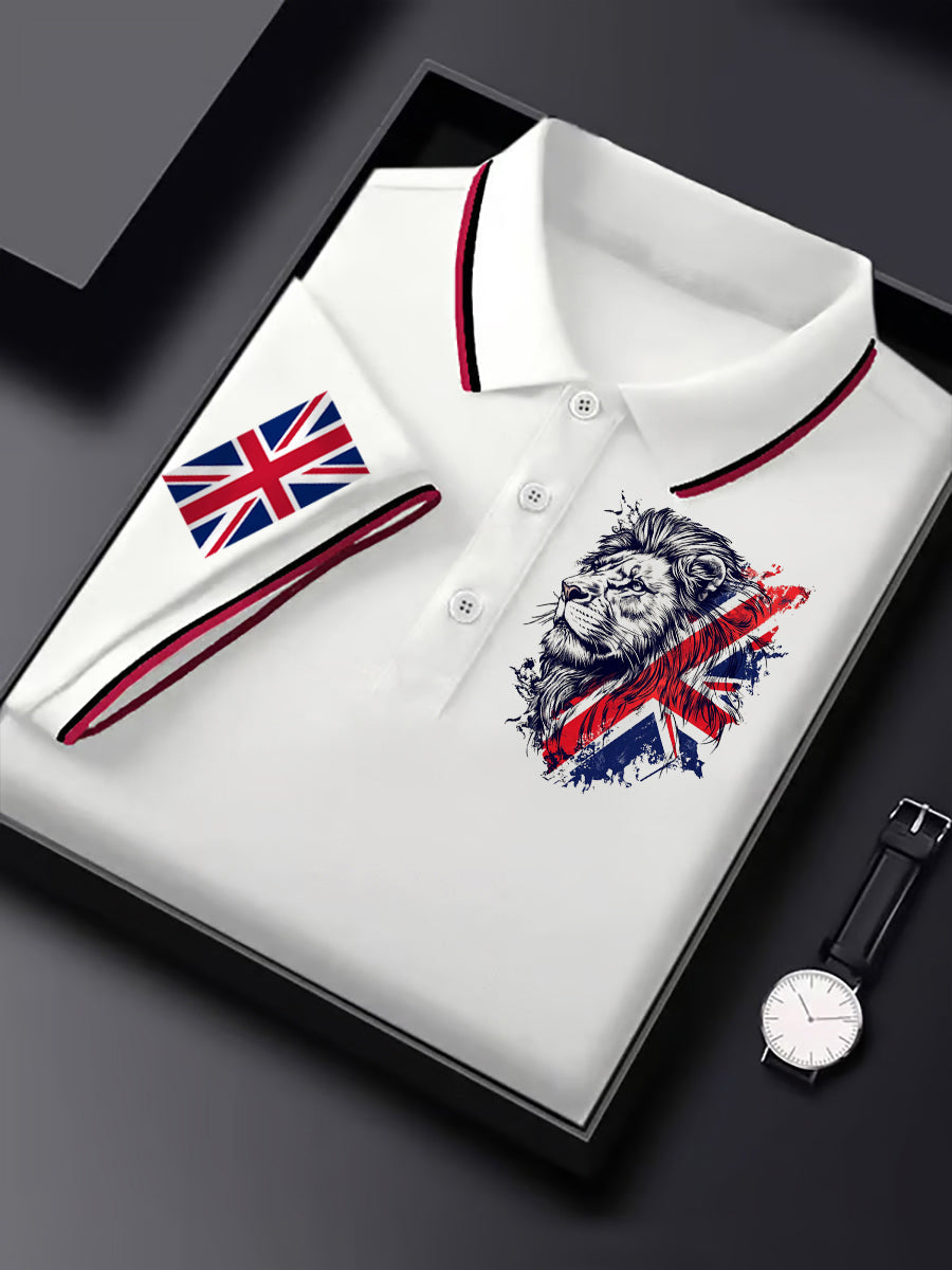 Men's Vintage England Flag Lion Casual Shirt vetvanguards