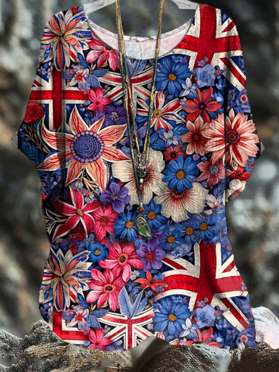 Women's UK Flag Art Printed T-shirt vetvanguards