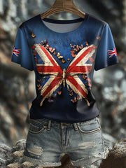 Women's UK Flag Art Printed T-shirt vetvanguards