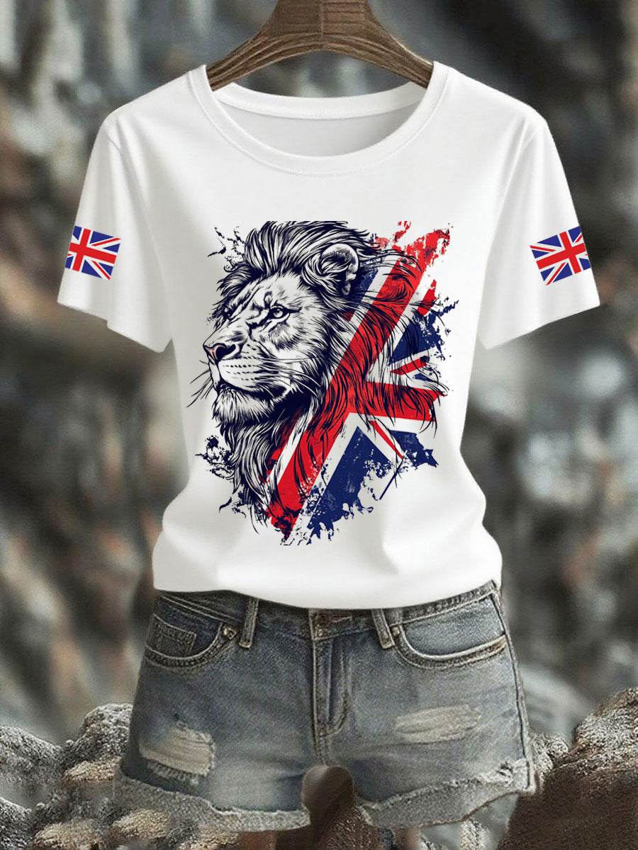 Women's Vintage England Flag Casual Printed T-Shirt vetvanguards