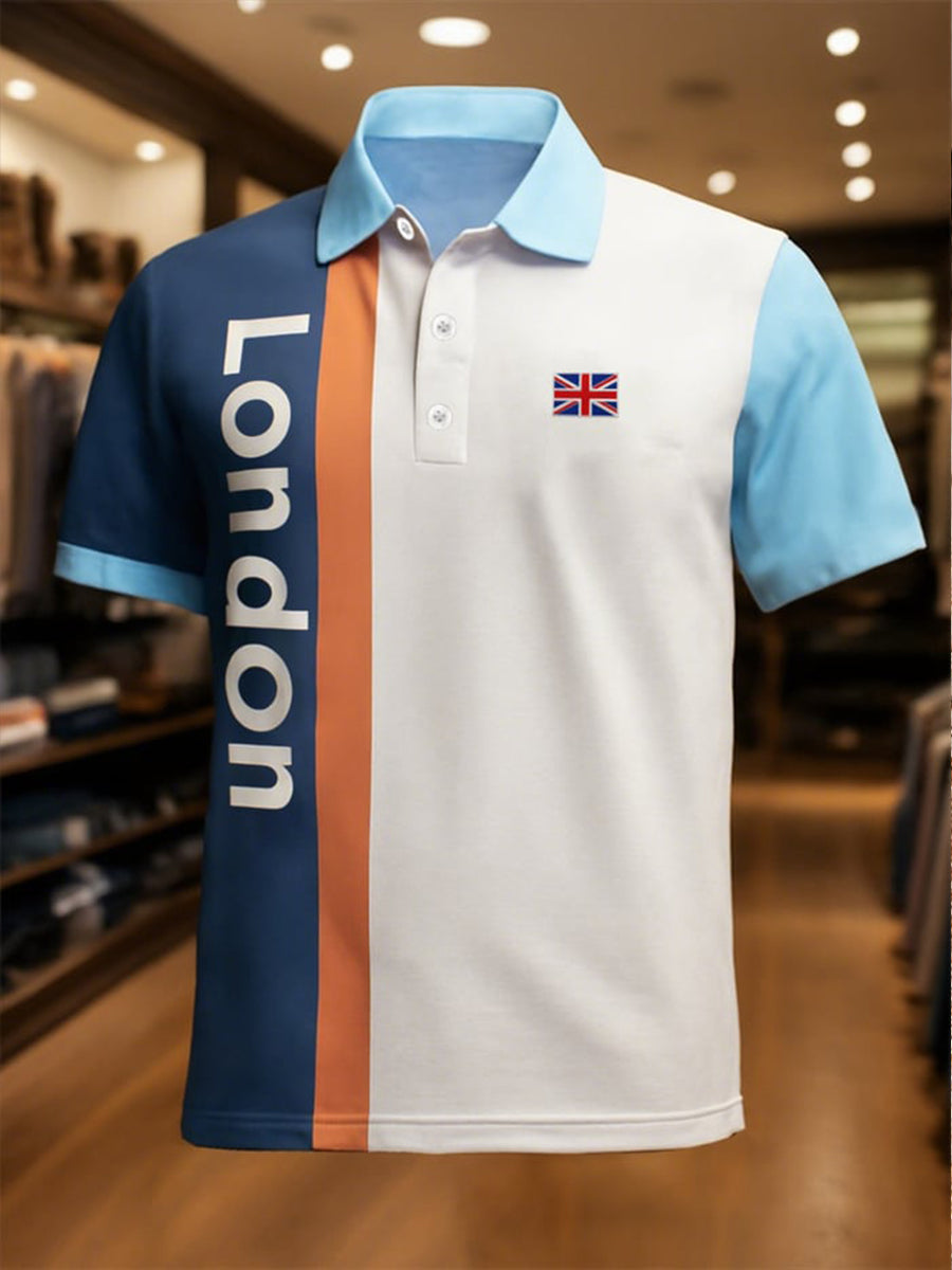 Men's Business Casual Union Jack Short Sleeve Shirt vetvanguards