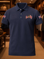 Men's Business Casual Union Jack America Flag Short Sleeve Shirt vetvanguards