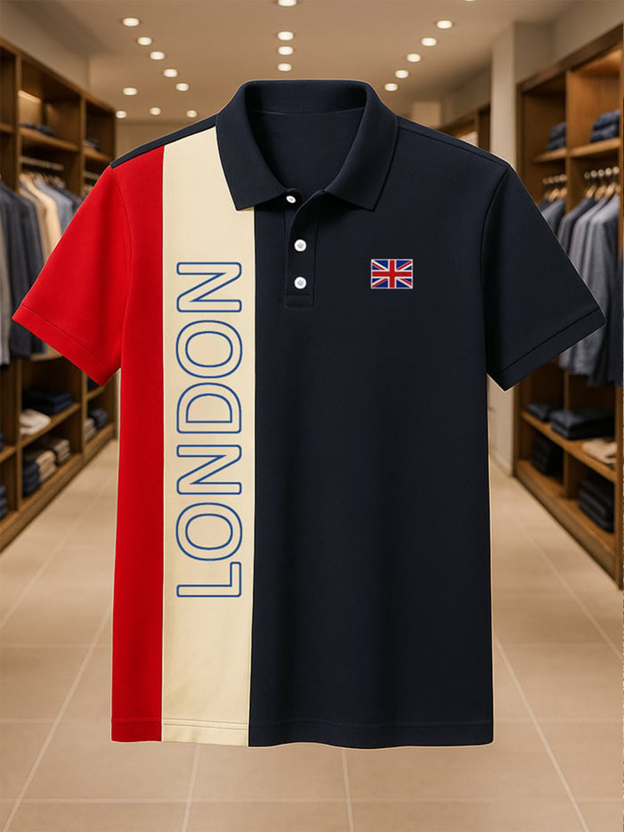 Men's Business Casual Union Jack Short Sleeve Shirt vetvanguards