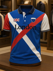 Men's Business Casual London Union Jack Short Sleeve Shirt vetvanguards