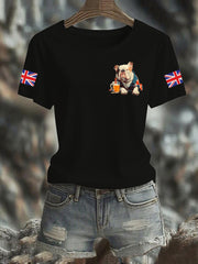 Women's Vintage England Flag Casual Printed T-shirt vetvanguards