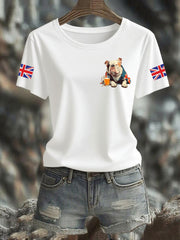 Women's Vintage England Flag Casual Printed T-shirt vetvanguards