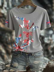 Women's UK Flag Butterfly Art Printed T-shirt vetvanguards