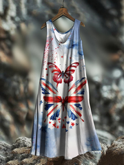 Women's UK Flag Butterfly Art Printed Dress vetvanguards