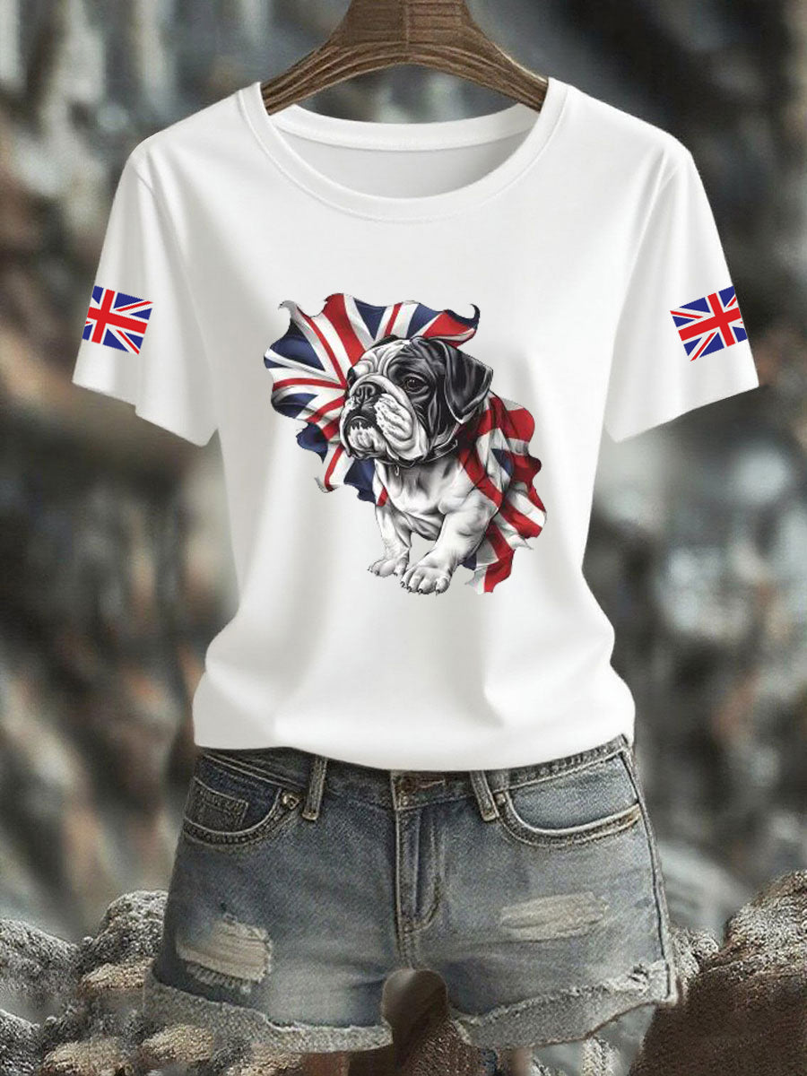 Women's Vintage England Flag Casual Printed T-shirt vetvanguards