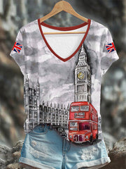 Women's British streets V-neck T-shirt vetvanguards