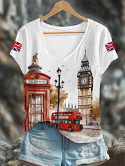 Women's British Streets V-neck T-shirt vetvanguards
