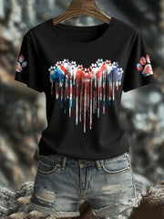 Women's UK Flag Watercolor Paws Printed T-shirt vetvanguards